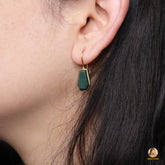 Coffin Earrings, Bloodstone 9x15mm Coffin Bezel Set Gemstone Earrings, 18K Gold Plated Silver Dangle Earrings, Gift For Girlfriend